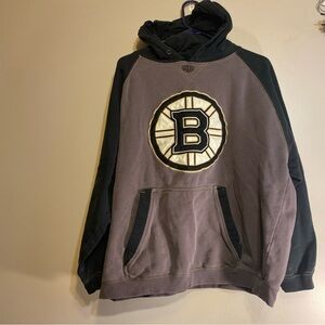 NHL Old Time Hockey Boston Bruins Sewn Big B Patch Men’s Sz L Charcoal Hoodie